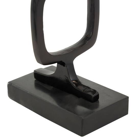 Aluminum Abstract Stacked Geometric Rings Sculpture with Marble Base Set